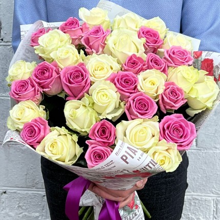 Букет "Розалита" из белых и розовых роз - заказать с доставкой в Ростове-на-Дону