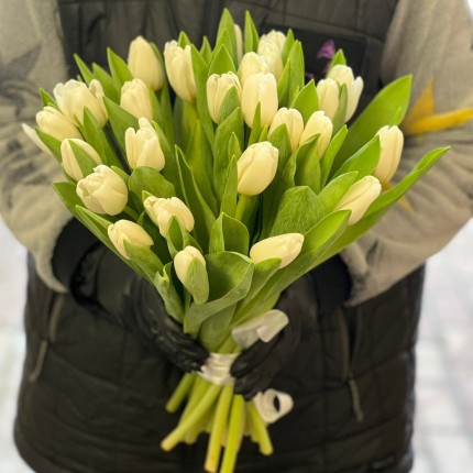 Букеты белых тюльпанов на 8 марта - купить с доставкой в Ростове-на-Дону